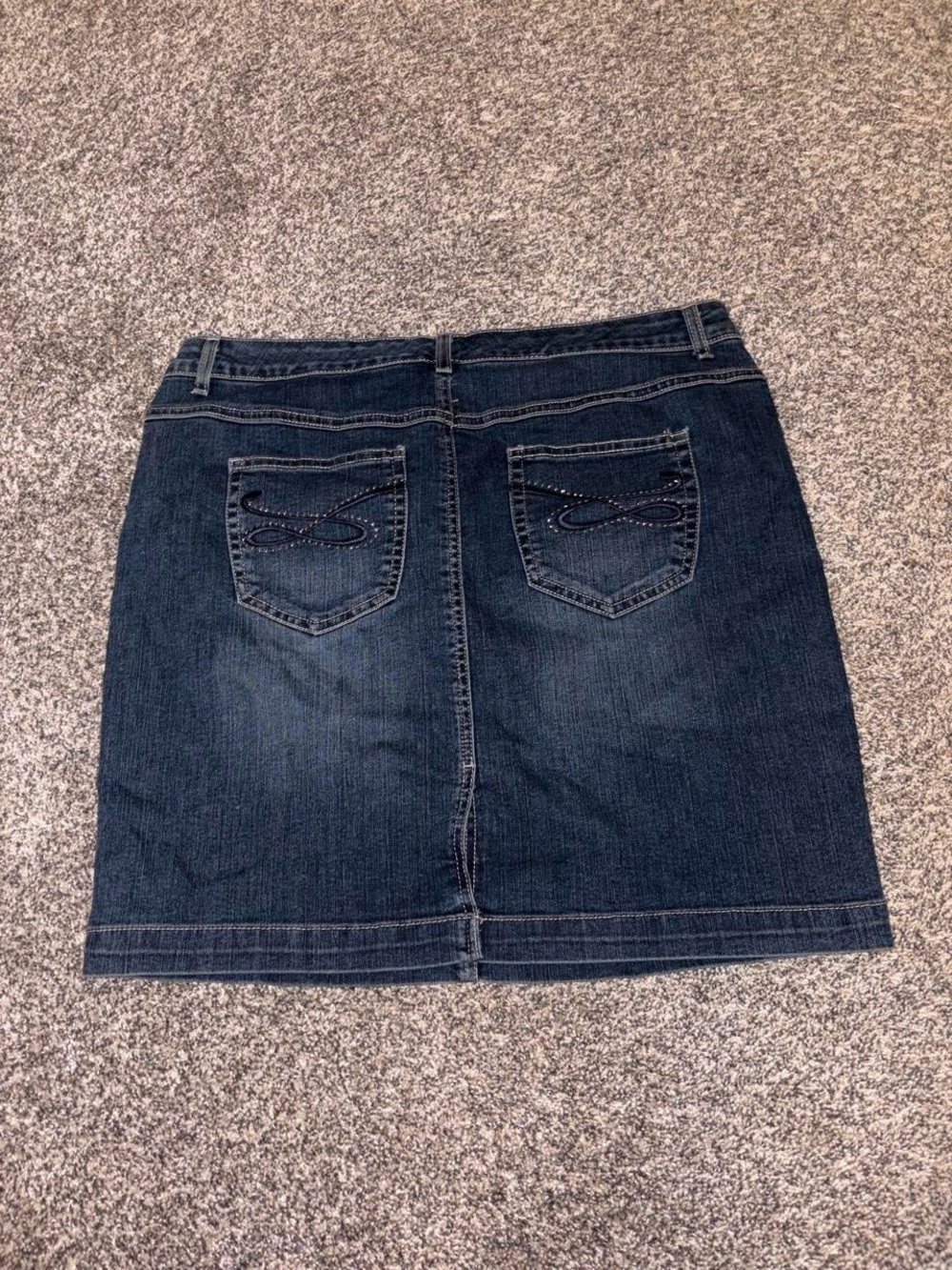 Y2K denim skirt with sequins and an embroidered design